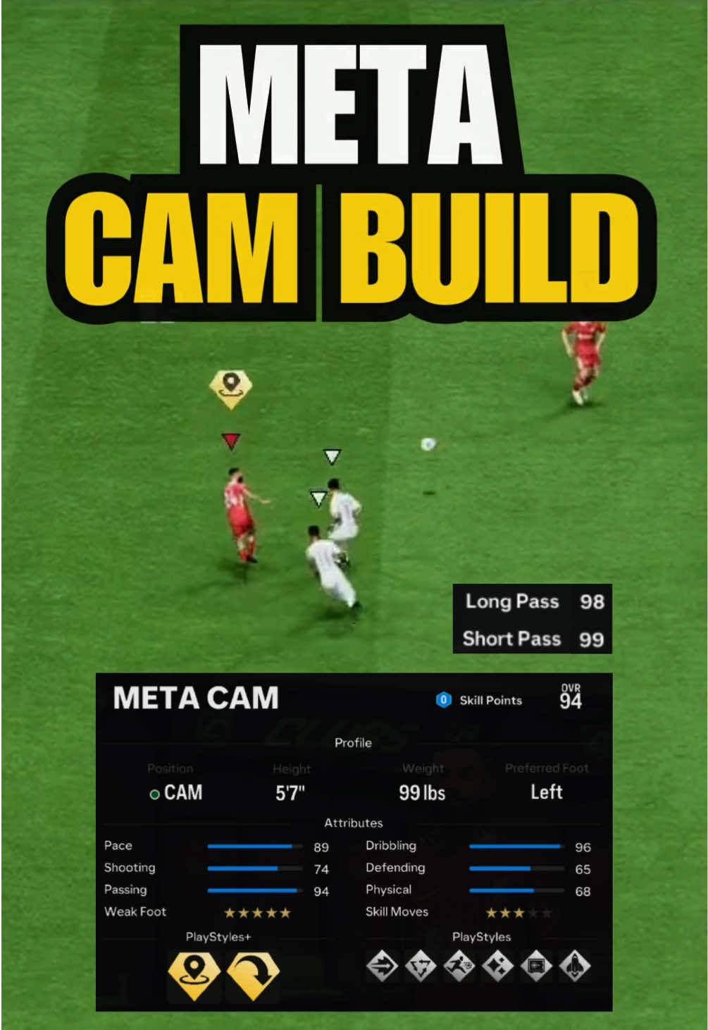 Best Meta CAM Build with 98 Long Passing | Create More Chances in FC 25! #eafc #eafc25 #proclubs #proclubsbuild #fypツviral 