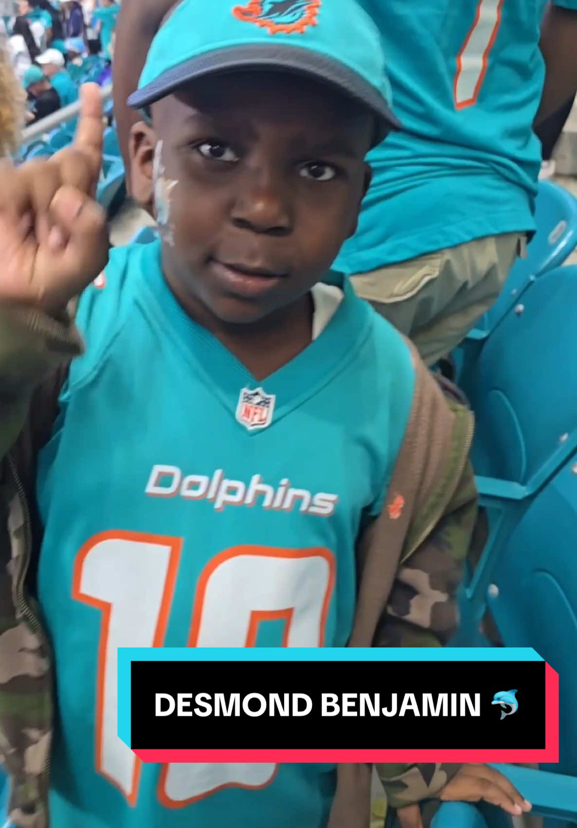 Desmond Benjamin was all of us after last night’s win 🐬 #desmondbenjamin #nfl #kidsoftiktok #wholesome 