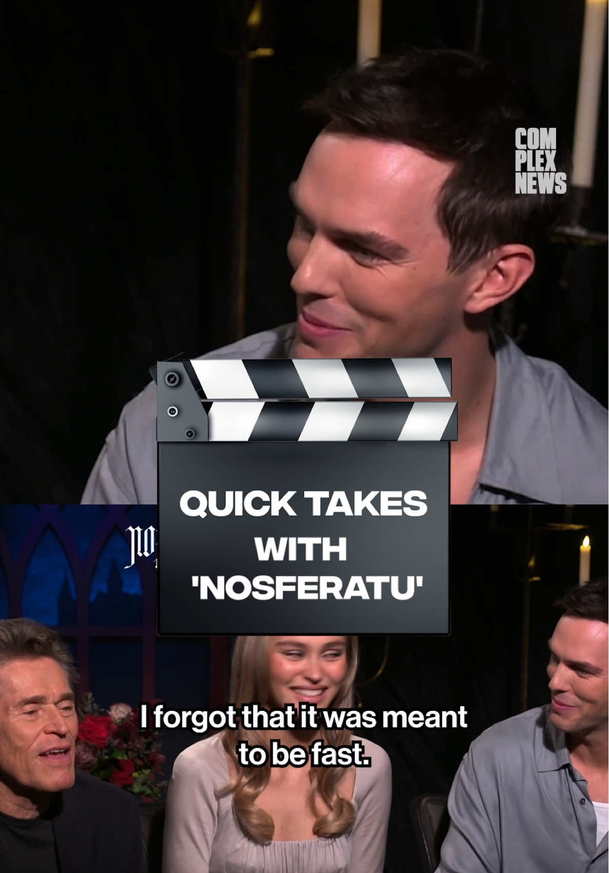 Willem Dafoe is an absolute gem. 😂 We played #QUICKTAKES with the cast of Robert Eggers’ ‘NOSFERATU’ 🎬 #nosferatu #willemdafoe #movie 