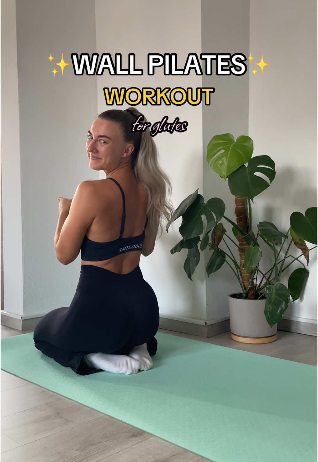 ✨wall pilates workout✨ #wallworkout #wallpilatesworkout #homeworkout #pilates #strong #glutes 