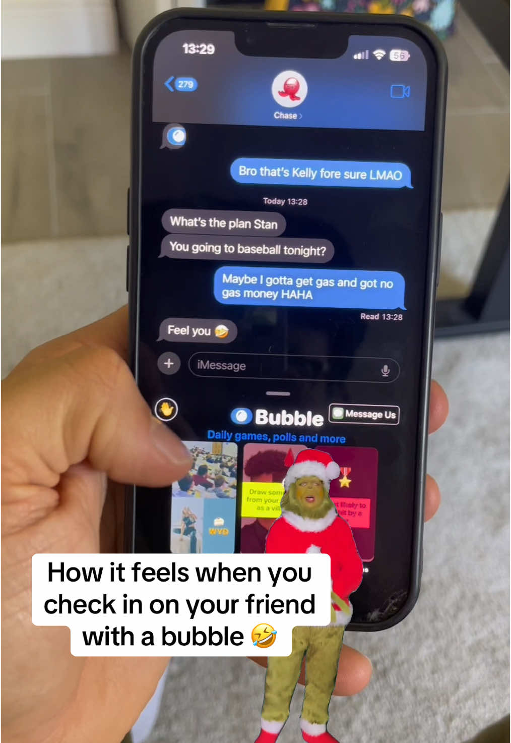 How it feels when you check in on your friend with a bubble 🤣 #friendgroup #meme #bestfriendscheck #bestfriendgoals #groupchatmeme #memestiktok #textingstories #relationshipgames #groupchat #fyp 