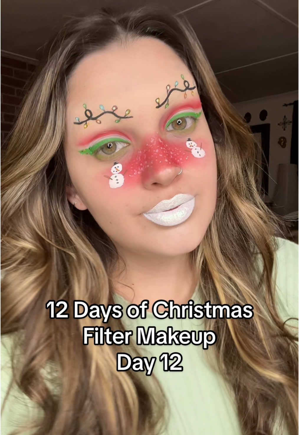 Last day of Christmas filter makeup!  I’ve had too much fun doing these videos. What should I do next??  #christmasmakeup #christmasfilter #makeupchallenge #filterchallenge #12daysofchristmas 