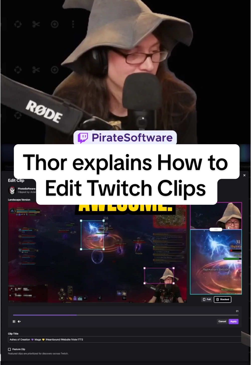 Thor explains how to Edit Twitch Clips #piratesoftware #gamedev #streaming #twitch 