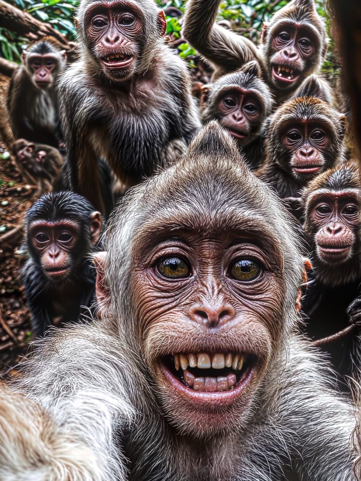 Macaques hanging out in the jungle, perfecting atheir group selfie game 🐒🐒🐒🐒🌿📸 . . . #monkeys#nature#jungle#naturephotography#naturelovers #monkey