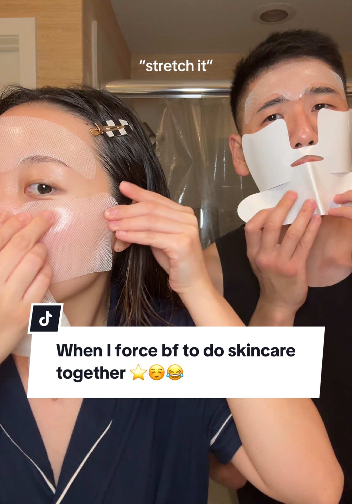 He’s okay, don’t worry 🙃 He says he had fun  #wrinkles #sungbooneditor #couplecomedy #couplestiktok #skincare #collagenmask #liftingmask 