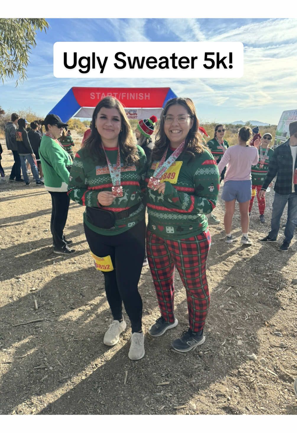 Unfortunately we had to run seperately but still had a great time at the @Red Rock Running Company Ugly Sweater 5k! 🎄 #newbalance #Running #runninggirlies #RockandRollMarathon #training #lasvegas #nevada #10ktraining #vegasstrong #vegas #rockandrollmarathon2025 #latinas #chicas #runna #strava #newbalance #fyp #foryou #foryoupage #10k #beats #cold #winter #christmas #uglysweater #holidays 