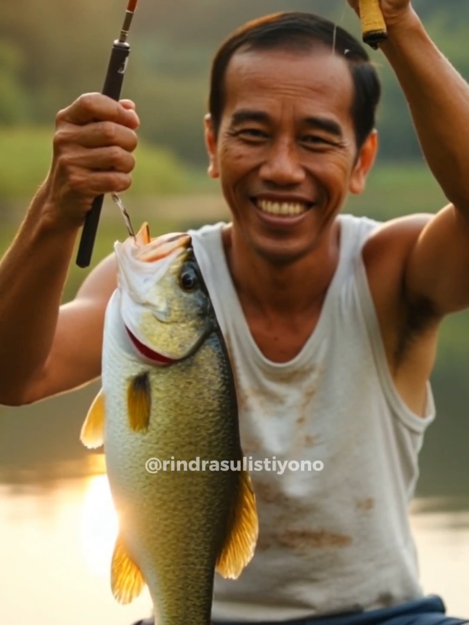 Pak @jokowi Mancing Mafia Mantap 😁🐟🎣  Follow @rindra.id #JokowiSantai #JokowiPensiun #ngopi #jokowididesa #NgopiBarengJokowi #PemimpinMerakyat #barbershops #barberharimau #JokowiSantai #KopiIndonesia  #ViralIndonesia #FYP #mancing #IndonesiaBangga #HidupSederhana #aivideo #videoai #desainai #ArtificialIntelligence #mancingmania #pakjokowimancing #jokowimancing  #rindrasulistiyono