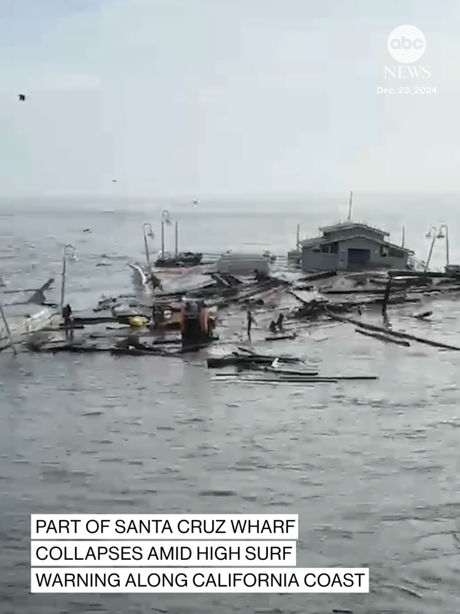 SEE IT: Part of the Santa Cruz Wharf collapsed Monday after being battered by waves amid a High Surf Warning along the California coast. Video shows at least one person rescued by Jet Ski. Officials said three people fell into the water, but that they were all rescued.