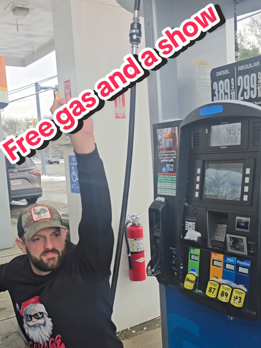 When its too cold out so you call your husband to come pump your gas and it comes  with a free show. #husband #uncledaddy #dance #identical #twin #wife #fyp #foryoupage #diesel 