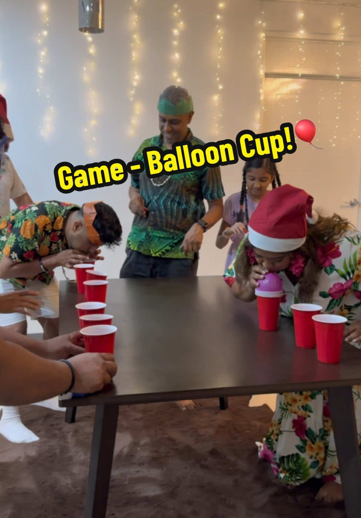 Celebrated too early 😂😂  Another fun group game - Balloon Cups!! 🎈🎈🎈  #tiktokfiji #familygames #GameNight #christmasgames #groupgames 