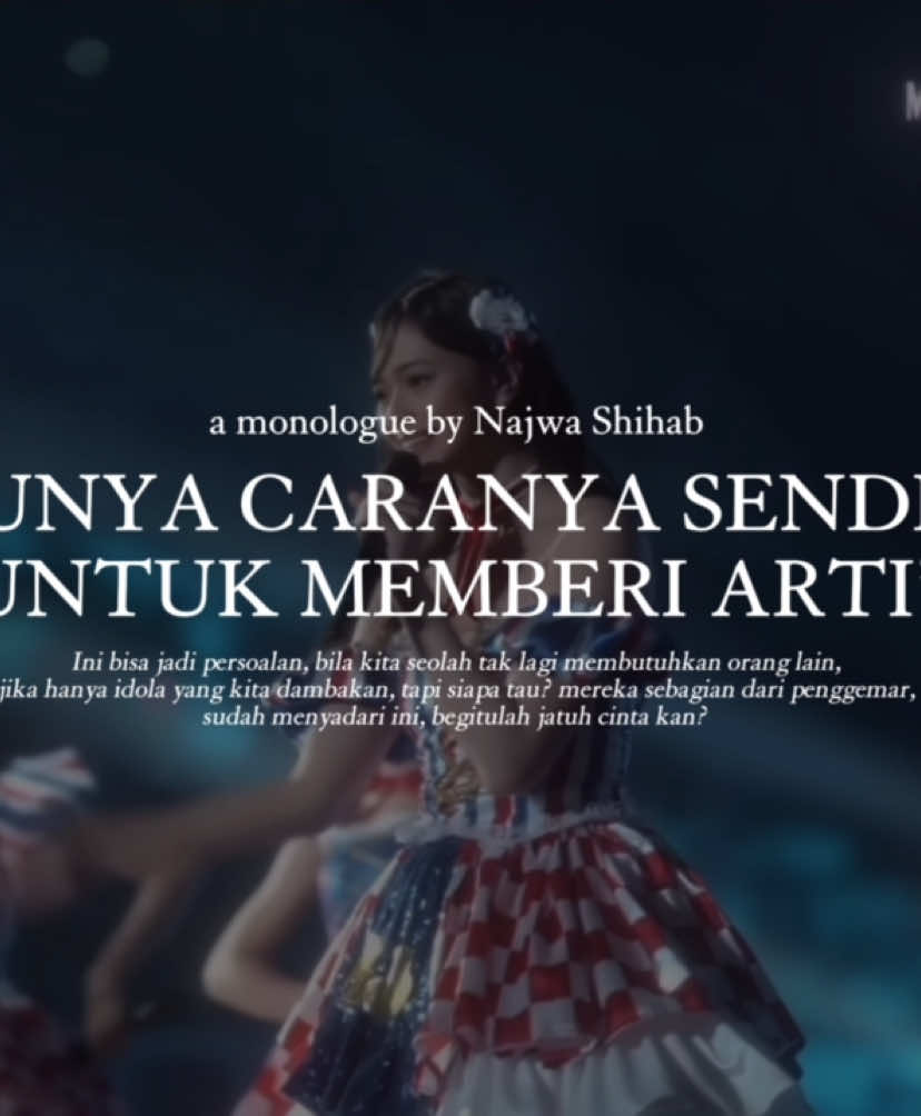 - Monologue by @Najwa Shihab , terimakasih mba Nana dan tim @Narasi sudah meliput @JKT48 . . - Ini hanya sepenggal monolog dari Najwa Shihab, tidak full dan ada beberapa kata-kata atau part yang gak aing masukkan, jadi tolong, silahkan nntn fullnya di Yt Channel Najwa Shihab . . #jkt48 #monologue #narasi #jkt48newera #najwashihab #jkt48wonderland #48group . . Mentahan video from Yt channel Najwa Shihab Re-edit, a video by humanthex