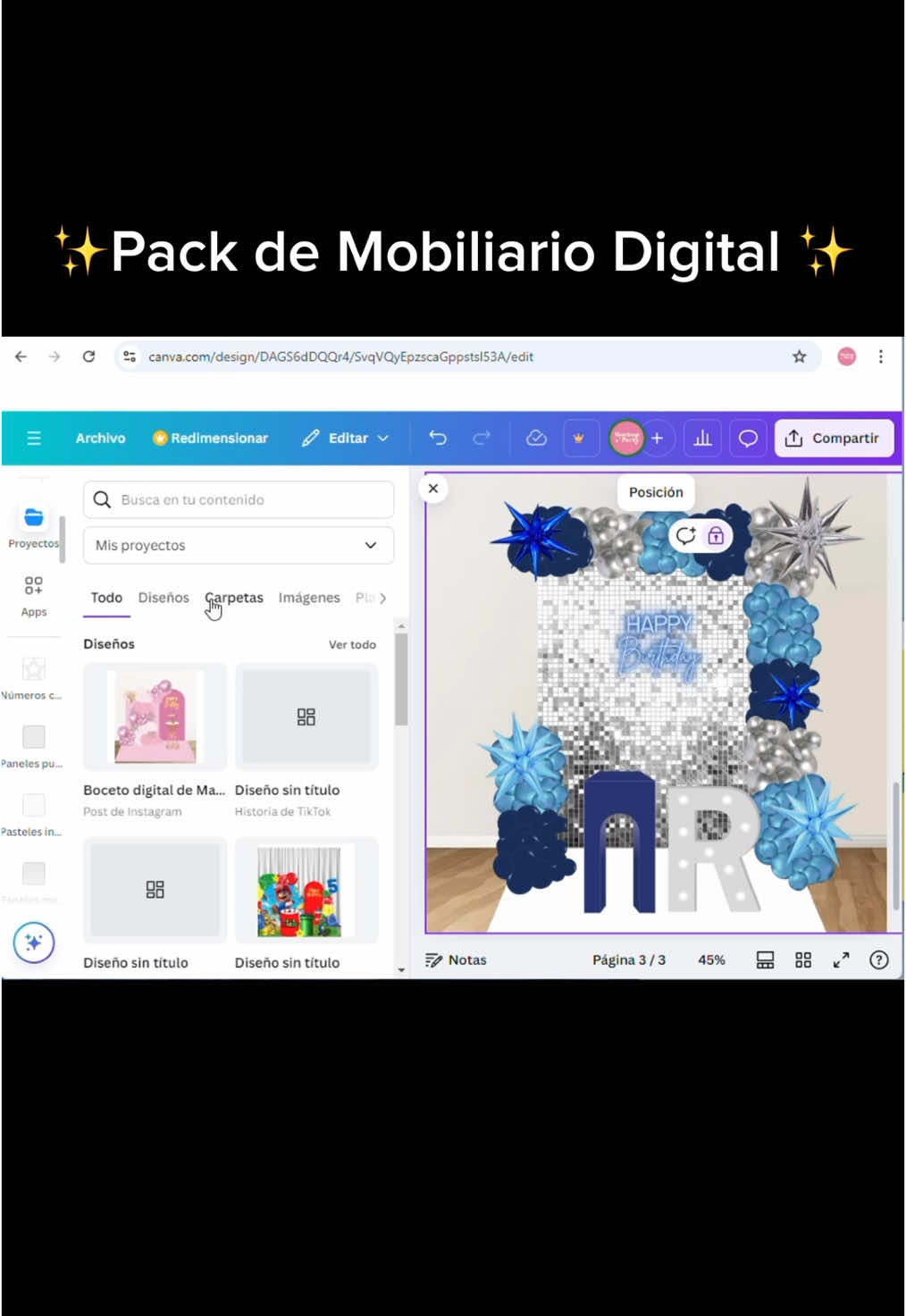 Te enseñmos a hacer un Bocetos Digitales con nuestro Pack de Mobiliario Digital ✨ #decoracionesdefiestas 