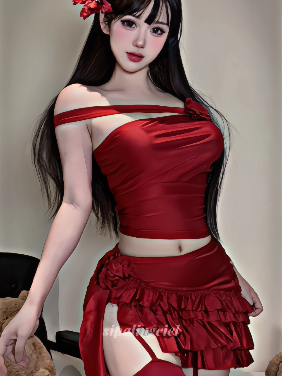 Warna merah warna cinta🫶❤ #zeyni🌸 #zuyagknih #zeyniwangy😻 #douyin抖音 #weibo #chinesegirls #cosplay #fypシ #tercielciel 