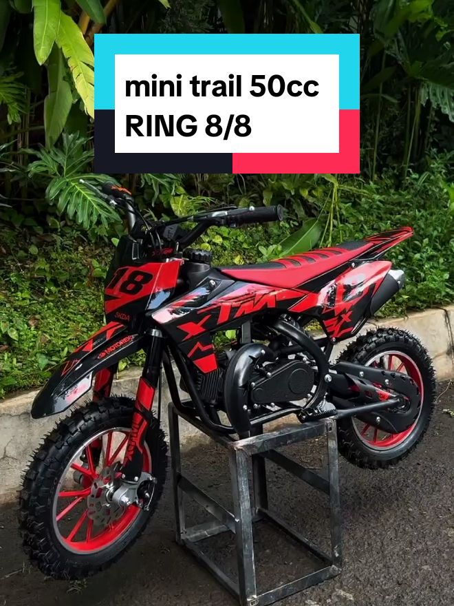 MINI TRAIL XTM Racing Dunlop  Warna :  Merah, Biru, Kuning, Orange, Hijau, Hitam Spesifikasi : •Kondisi : Baru  •Surat : Non bpkb non stnk  •Kategori :Mainan anak2 •Tinggi jok : 60cm, bisa di pendekin •Ban depan : Ring 10 •Ban belakang : Ring 10 •Knalpot : Racing •Muatan beban : 70kg •Bahan bakar : bensin campur oli samping •Kapasitas tangki : 2 liter •Kecepatan max : 40-45km/jam •Starter : Pullstart •Transmisi : Matic •Sistem rem : Cakram depan belakang •Sistem pendingin : Udara . . . #CapCut #trailindonesia #motortrail #atvindonesia #trabasadventureindonesia 