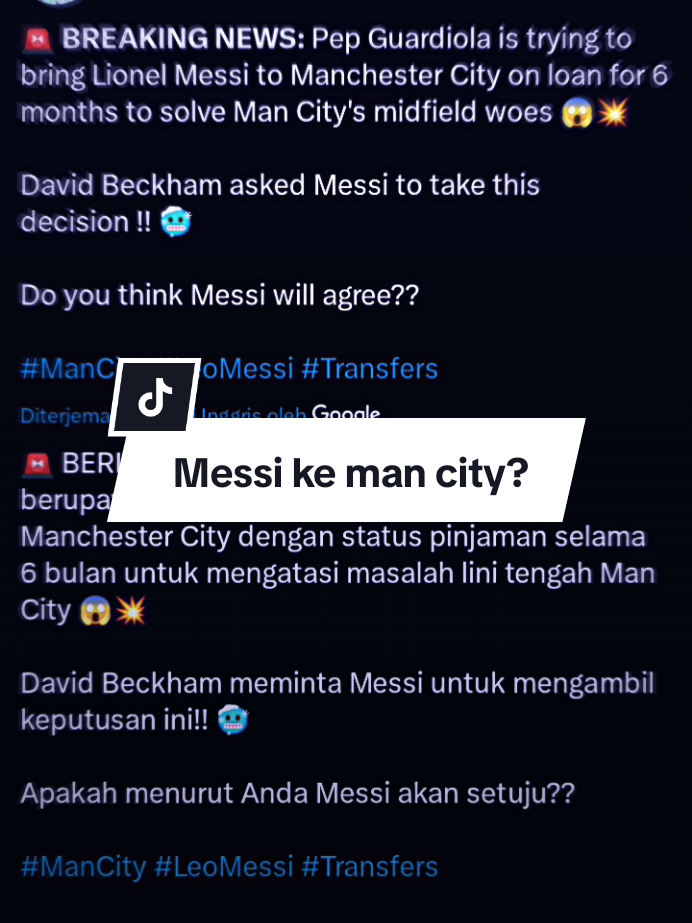 Akankah Messi Kembali Ke Eropa🤔 #lionelmessi #messi #messi10 #leomessi #messigoat #lapulga #alien #manchestercity #mancity #city #intermiami #miami #davidbeckham #beckham #pepguardiola #guardiola #Rumors #football #fyp 