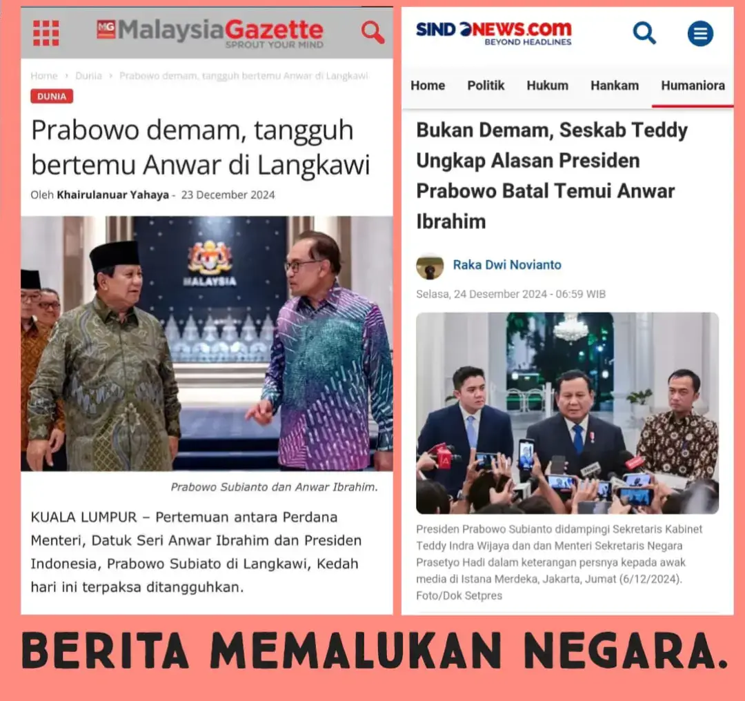 #fyp #cerciterskit Satu perkataan: memalukan. Dalam beberapa laporan akhbar Indonesia memetik istana presiden menafikan kenyataan pmx msia yg kata Prabowo demam. Sebaliknya Prabowo mengadakan perjumpaan tertutup dalam negara beliau. Tak tahulah dari mana pmx sorang ni dapat info atau direka2 seseorang sbb nak tutup malu. Apapun, tahniah kpd presiden Indonesia yg mementingkan urusan dalam negara berbanding melancong ke sana ke mari tanpa hasil apa2.