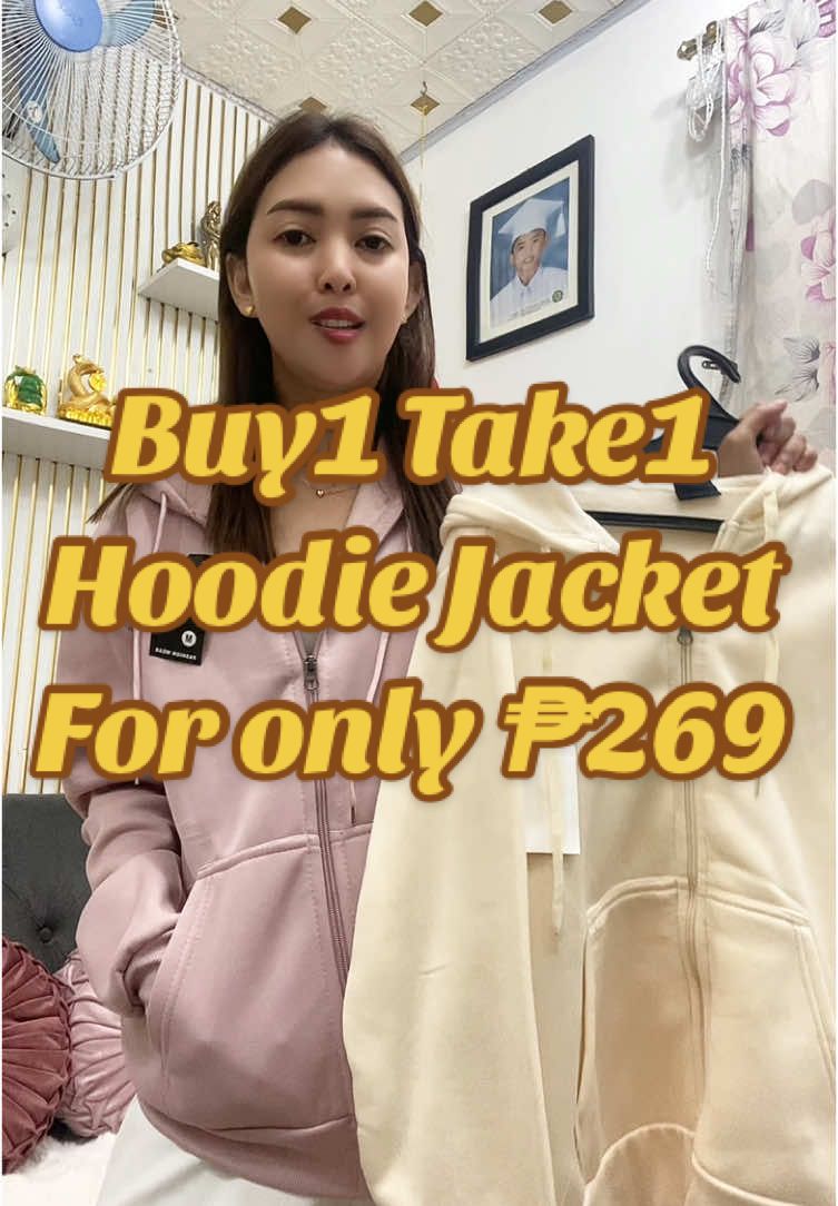 Halaaaa…grabe buy 1 take 1 hoodie jacket ang mura lang tapos ang gandara ng quality hindi ka magsisi sa pagbili kasi sulit na sulit!!#hoodiejacket#buy1take1#fyp#fypage 