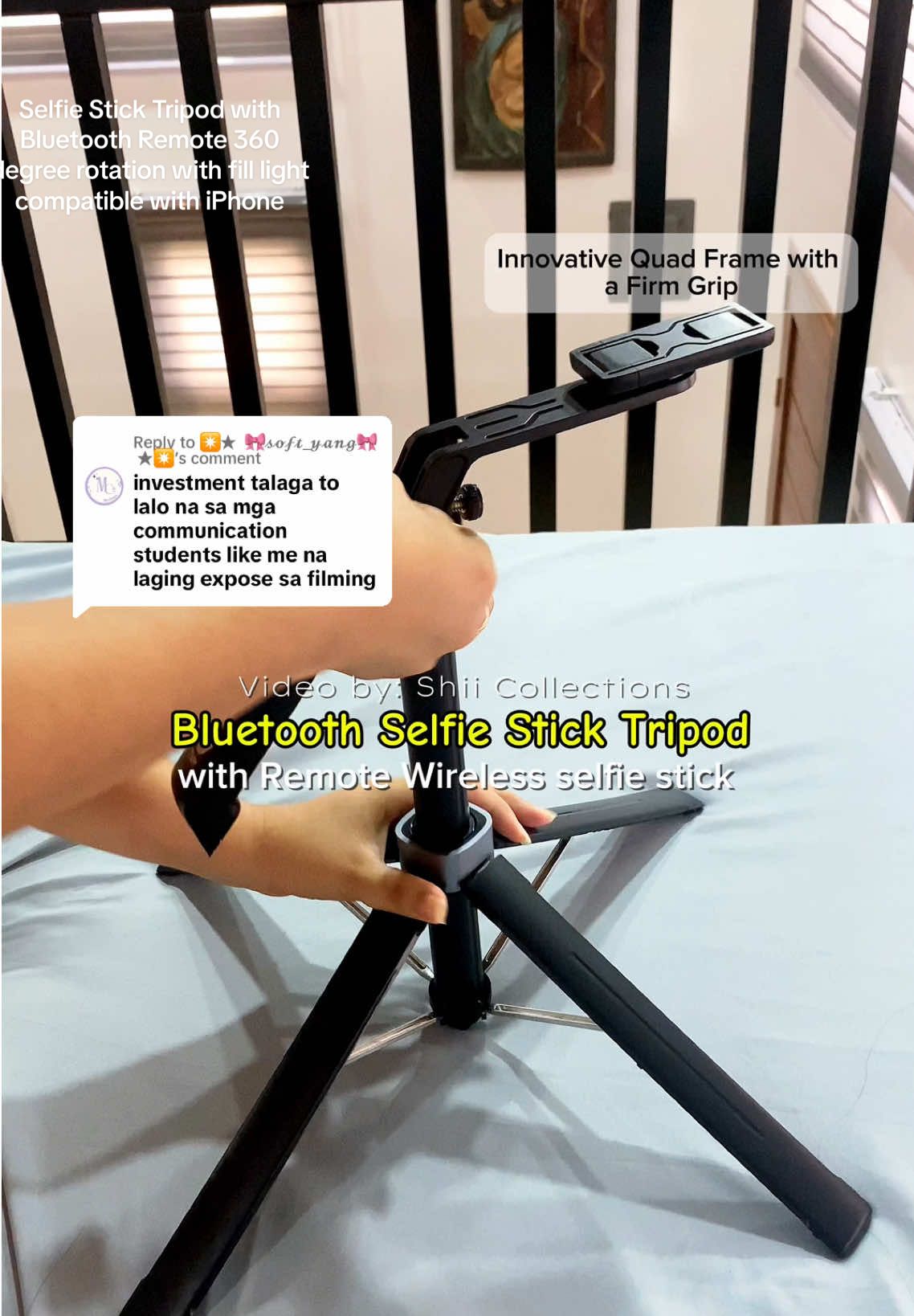 Replying to @✴★  🎀𝓼𝓸𝓯𝓽_𝔂𝓪𝓷𝓰🎀  ★✴  Selfie Stick Tripod with Bluetooth Remote 360 degree rotation with fill light compatible with iPhone/Anroid/GoPro  #selfiestick #selfiesticktripod #tripod #fyp 