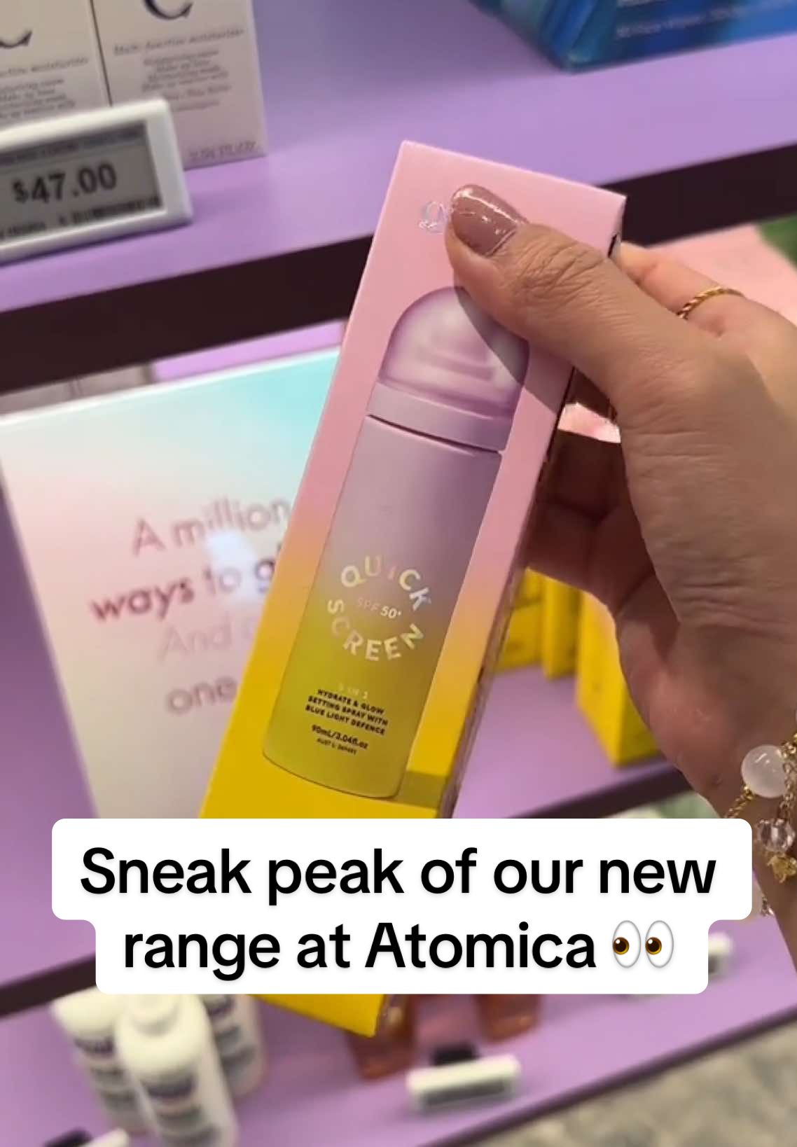 Sneak peak of our display at @atomica  We’re still so obsessed with this store, plus this is our biggest display yet!  If you’re near the brand new Atomica in Castle Towers make sure to pop in & check it out for yourself 🌟🫶🏼 #atomica #thequickflick #hair #makeup #skincare #spf #sunscreen #beauty #beautyretailer #beautyproducts #shopping #retailshopping #retailtherapy #australiansmallbusiness