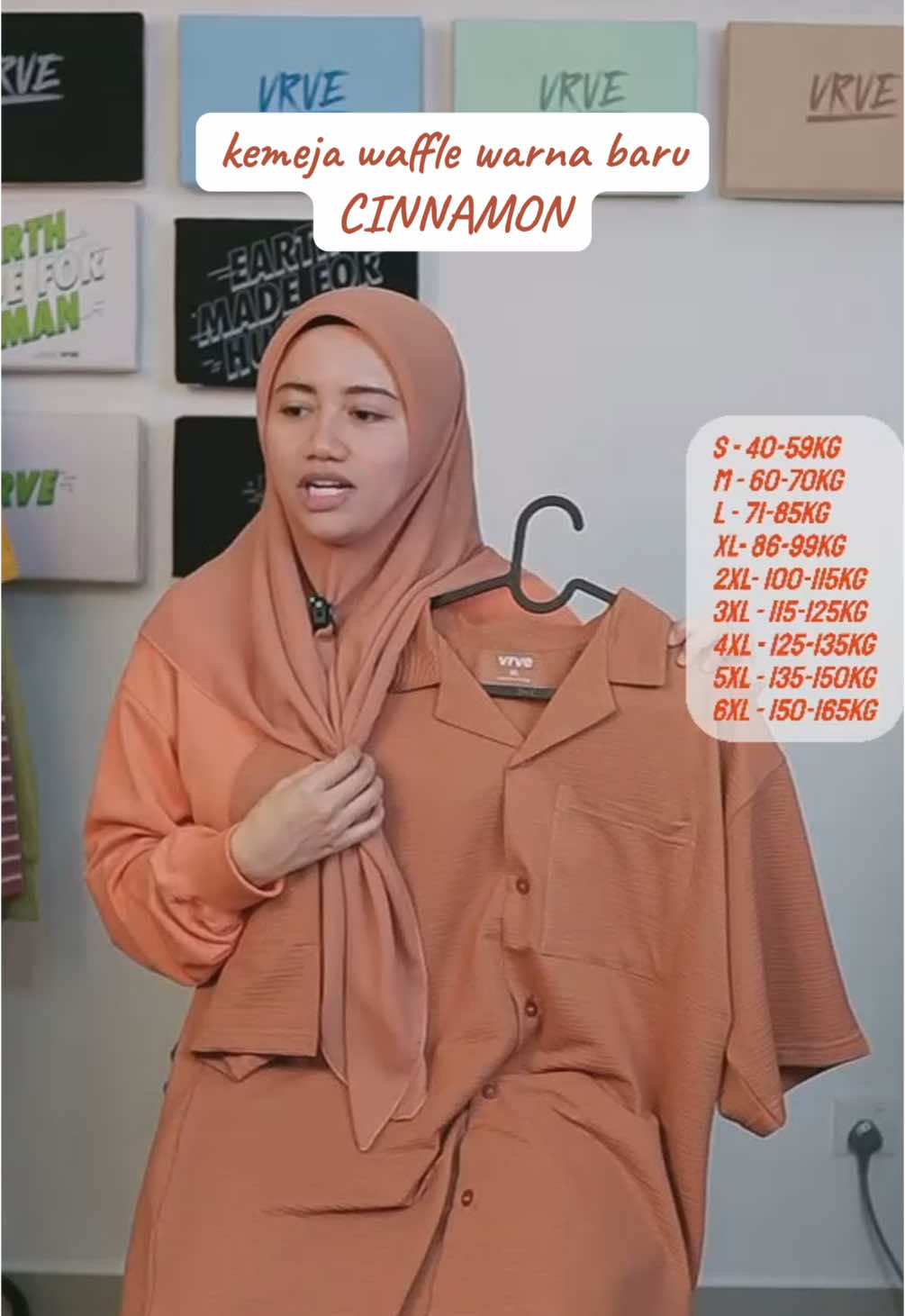 colour baru kemeja plus size : Cinnamon #kemejawaffle #vrve #plussize 