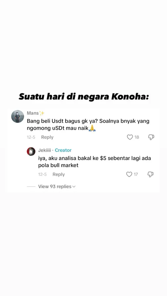 Ketika top analis crypto dari konoha sudah bersabda: “USDT bakal ke $5 sebentar lagi ada pola bull market” 😭 #usdt #crypto 