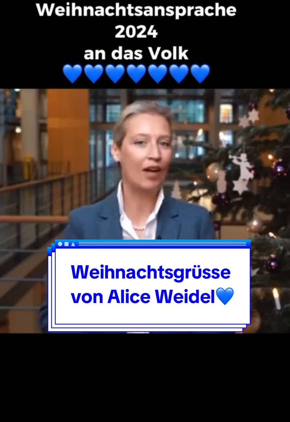 Weihnachtsansprache von Alice Weidel an das Volk mit Dank an alle die diesen Staat am laufen halten #aliceweidel #afd #news #nachrichten #aktuell #weihnachtsgruß #tradition #zukunft #kurswechsel 