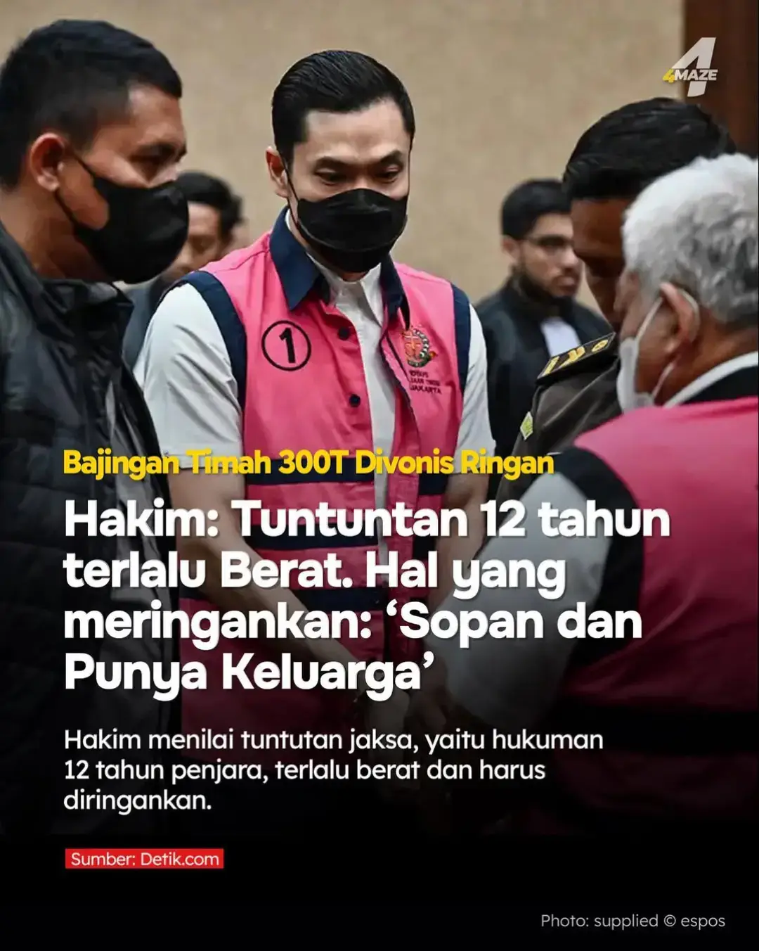 @partaigerindra majelis hakim pengadilan tipikor menjatuhkan vonis 6,5 tahun penjara dan denda RP 2 Miliar kepada Harvey moeis terdakwa kasus korupsi timah yang merugikan negara senilai Rp 300 Triliun.  #harveymoeis #kasuskorupsi #timah #300trilyun #sandradewi #tiktokberita #prabowopresiden2024 