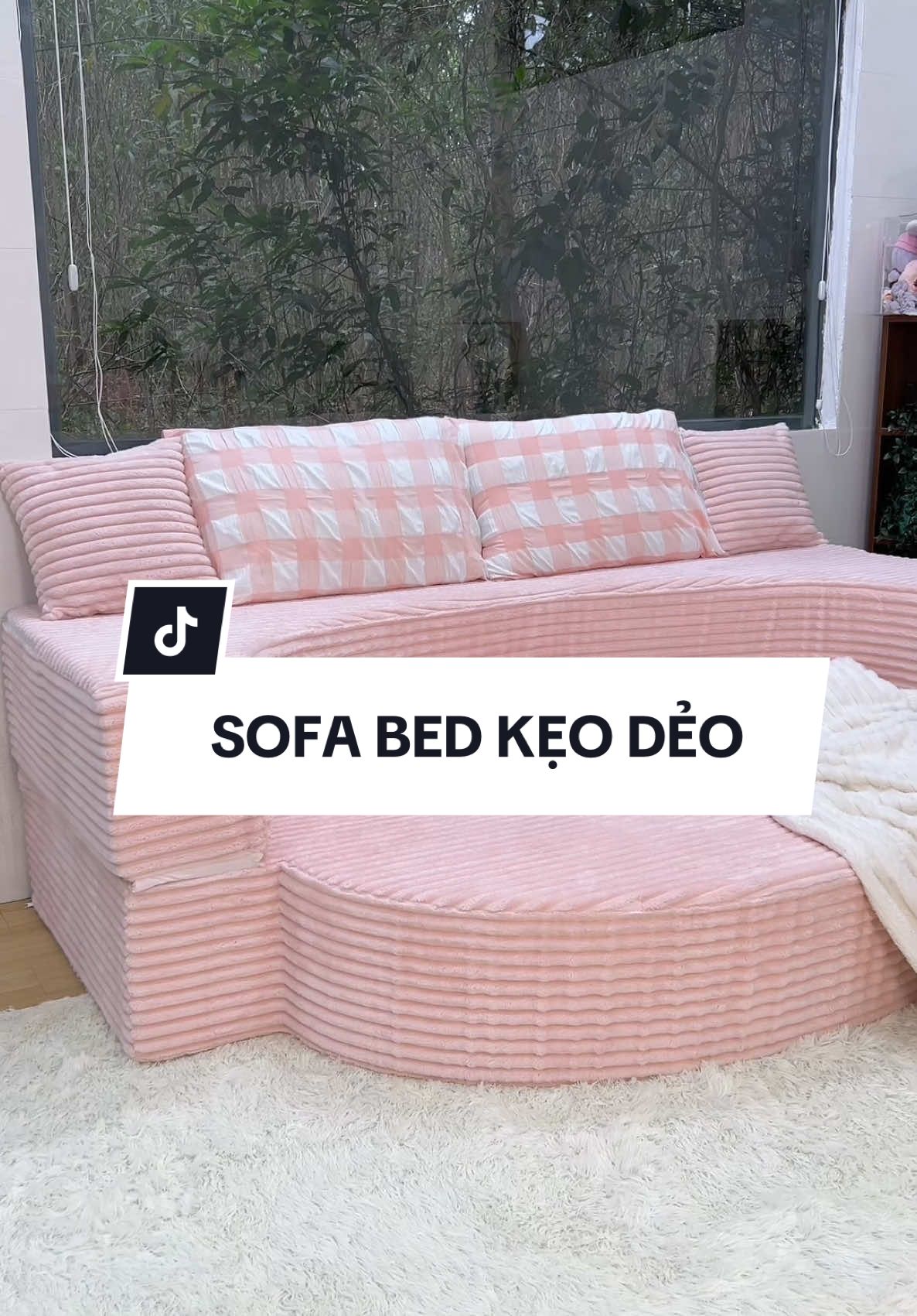 SOFA BED KẸO DẺO HỒNG NHUNG TĂM #sofa #giuongkeodeo #decorphongngu #xuhuong #fyp #viral #sofabed #noithat 