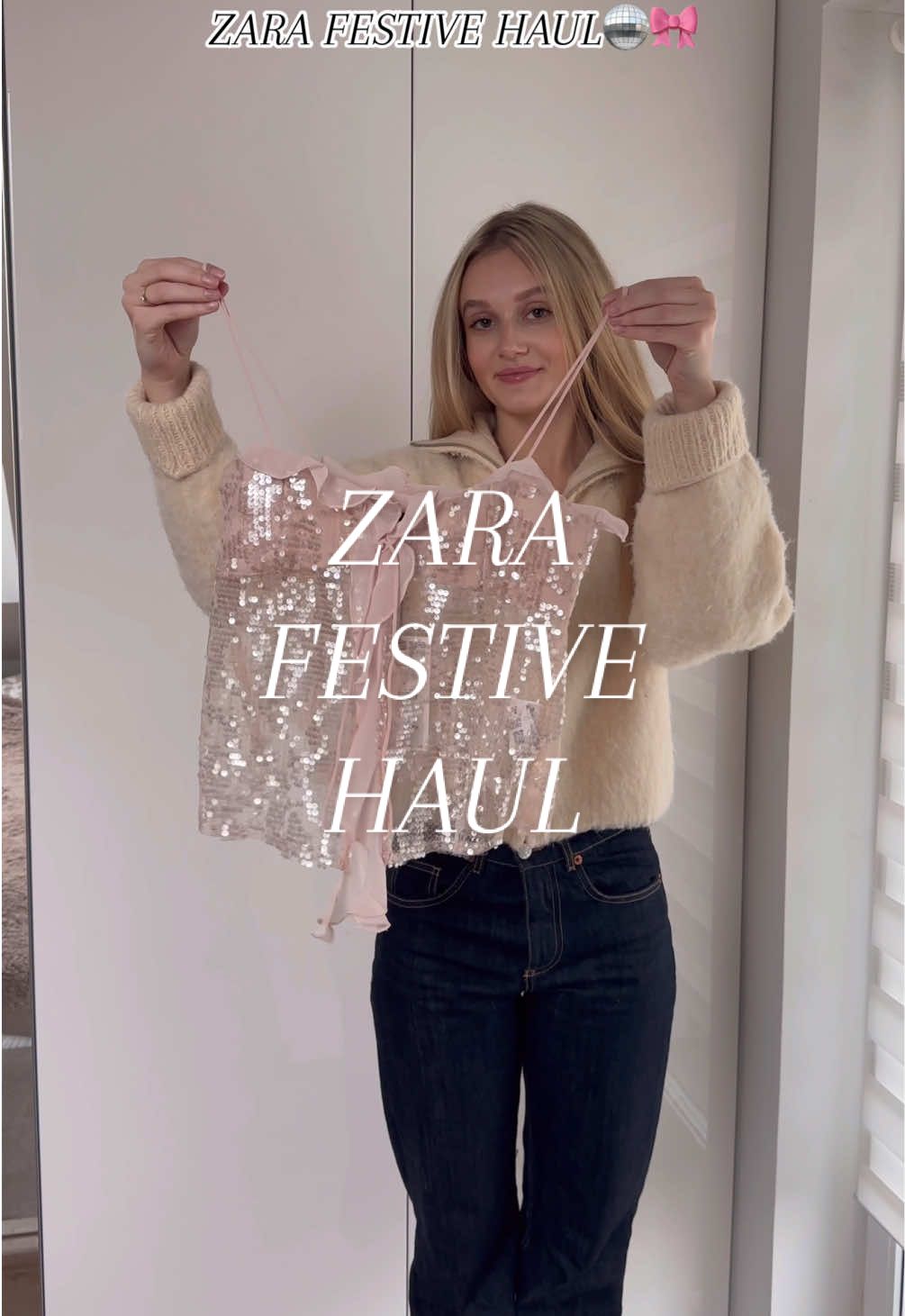 Zara festive haul🪩🎀🤍 #zara #zarafestive #zarafestiveseason #zarahaul #haul #zaraoutfit #zaraskirt #zarasequin #sequin #zaradress #fashiontiktok #outfit #outfitinspo #christmaspartyoutfit #ChristmasLook 