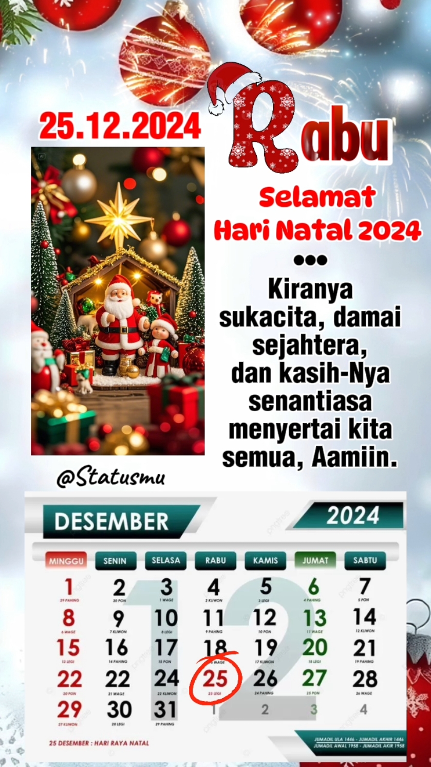 #CapCut #rabu #25desember2024 #selamatnatal2024 #merrychristmas #storywa #statusmu #ccttpost #daricapcutketiktok #fyp #fypシ゚viral 