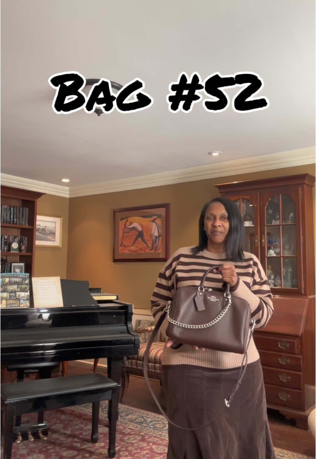 Bag #52 Yady Says ❤️👜#merrychristmas #happyholidays #coach #bag #bags #luxurybag #grandpiano #piano #decorations #momlife #tjmaxx #outfit #clothes #brown @Coach 