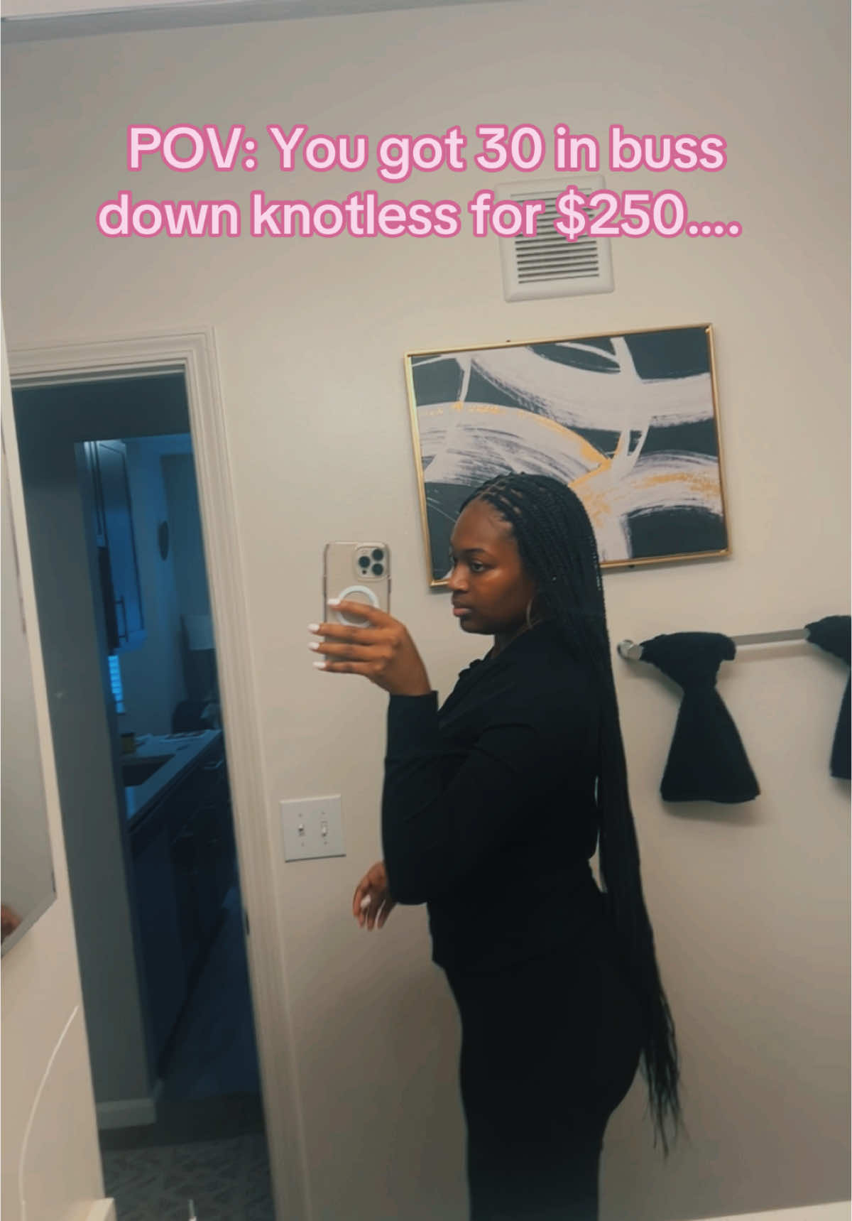 No, I did not ask for them to be this long…. But I aint mad 😮‍💨 #knotlessbraids #bussdownmiddlepart #middlepart #knotless #fyp #fypシ #creatorsearchinsights 