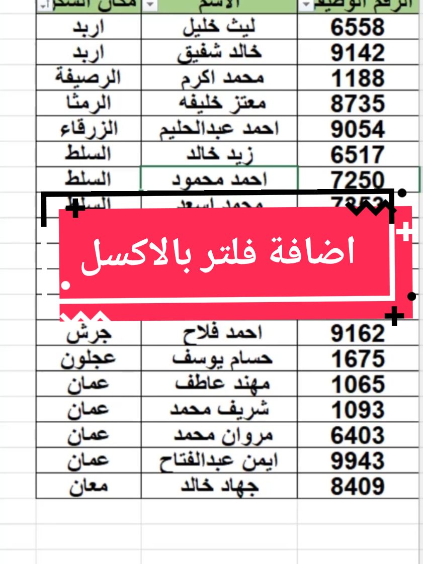 فلتر بالاكسل  📈💡 اعمل بذكاء وليس بجهد 🌐🔍 تابعني لمشاهده المزيد 📊💼  كل يوم فيديو جديد 🎬📽️ #اكسل #وورد #مايكروسوفت #here_is_how #ويندز  #حاسوب #كمبيوتر #تقنية #بوربوينت #مهارات_الحاسوب #تكنوسكور #اكسيل #excel  #ExcelMagic #تحليل_البيانات #تكنولوجيا #exceltips #exceltricks #exceltutorials #Office #Office365‏ #excel #tecnoscore 📚✋🏼