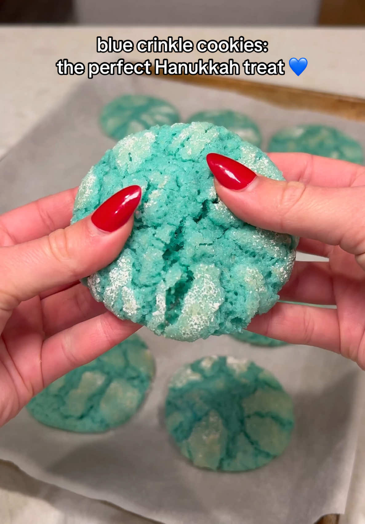 Blue crinkle cookies: the perfect Hanukkah treat! 🩵 #kroger #cookies #crinklecookies #hanukkahrecipes #bluecookies #holidaybaking #foodies @Arianna | content creator 