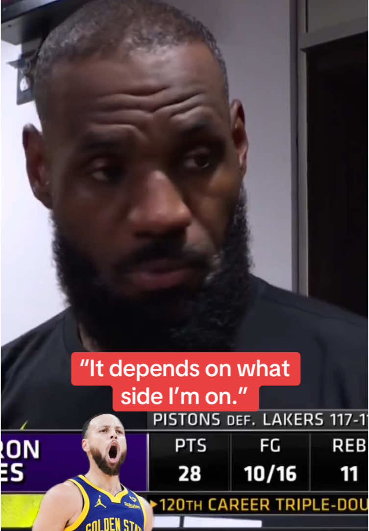 LeBron on Steph 🤣 (via SpectrumSN/X) #NBA #basketball #lebron #lakers #stephcurry 