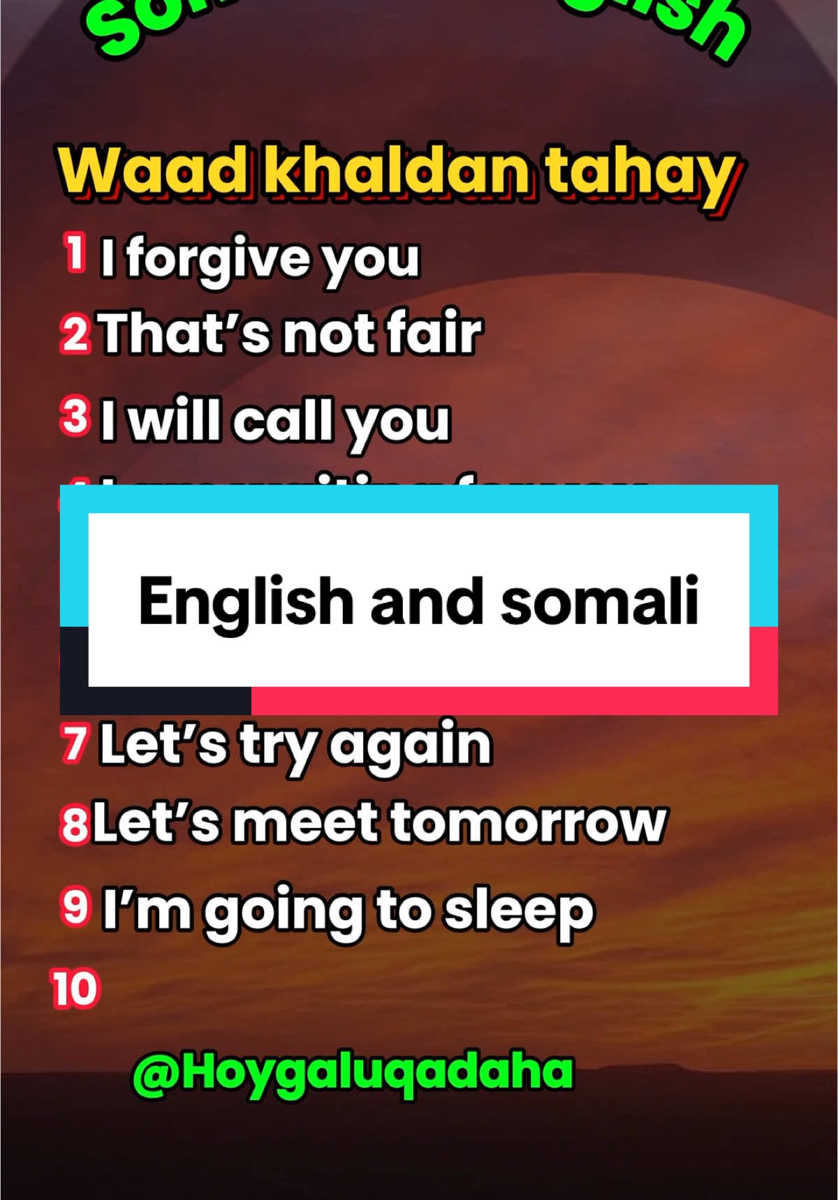 English iyo Somali #englishiyosomali #somalitoenglish #hoygaluqadaha 