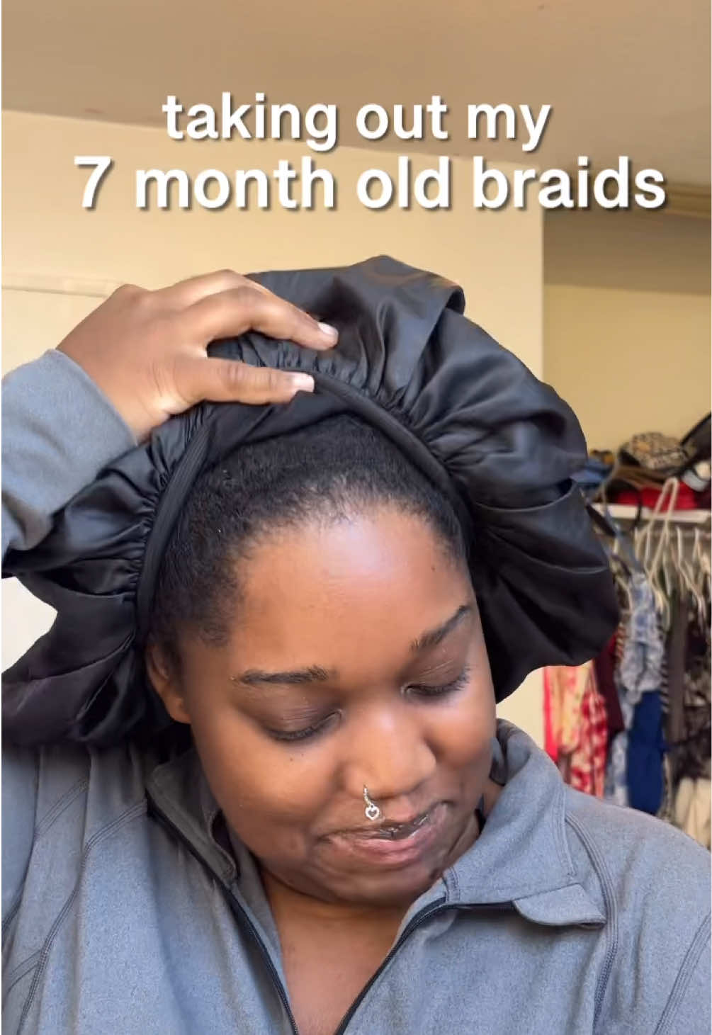 Lowkey don’t want anyone to see this… But here we are. 😳 Don’t judge me, I’m fragile 💀 Let’s see if I can unbraid this hair and see what’s hiding under here 👀  #PrayForMe #BraidTakedown #ProtectiveStyle #NaturalHairJourney #HairTransformation #BraidRemoval #HairCareVlog #NaturalHairCare #OldBraids #RelatableContent #4chair #torontocreator #naturalhair 