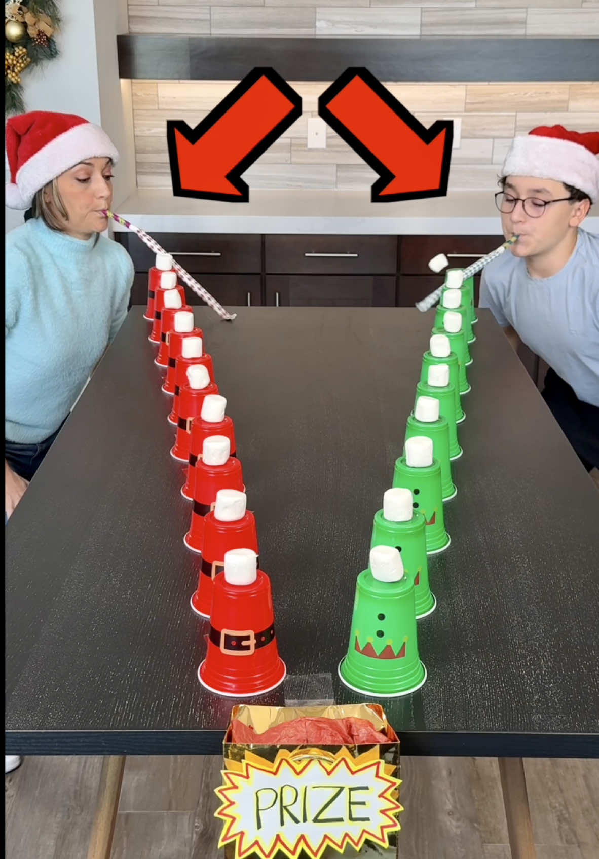 Marshmallow Knockdown Blowout Battle! #momandson #games #merrychristmas 