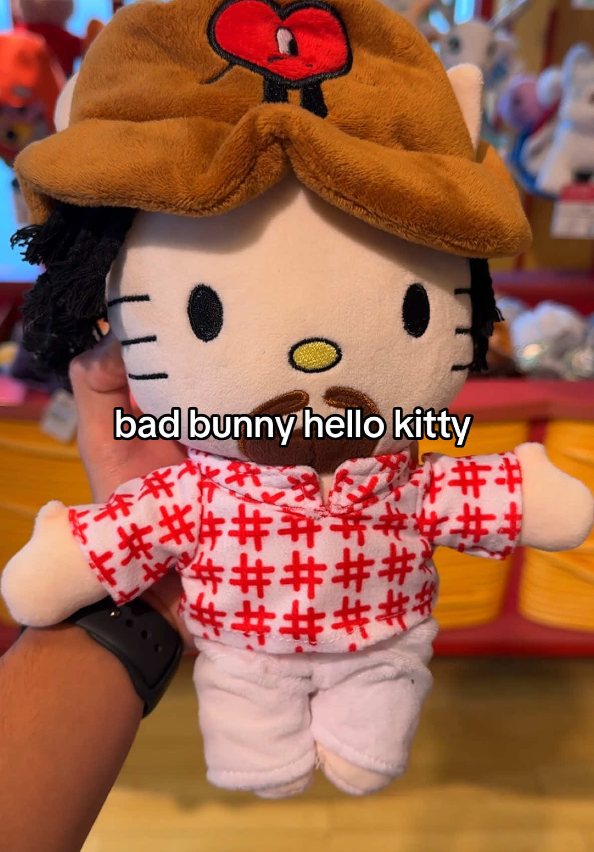 Jkk I make them! What latino artist next? #hellokitty #hellokittylover #plushies #badbunny #badbunnypr 