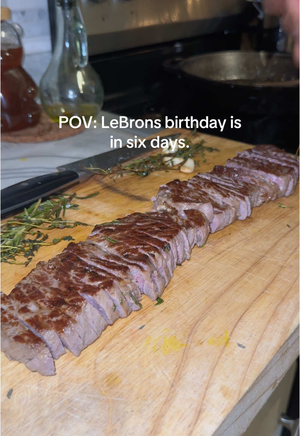 My husband insisted that I post this. 🤦🏼‍♀️✨ His steak is the best tho. #lebronfans #lebron #fyp #kidfromakron #lehappybirthday #steaktok 