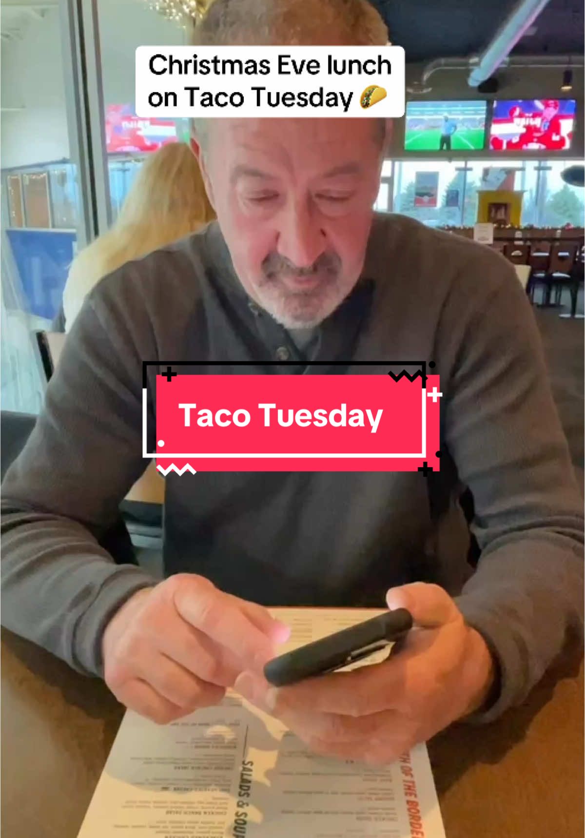 Christmas Eve + Taco Tuesday = the perfect holiday combo! 🎄🌮 Enjoying a festive lunch with my college sweetheart as we embrace this empty nester chapter together. ❤️ Grateful for good food, great company, and the little joys of the season.  #EmptyNestAdventures #TacoTuesday #ChristmasEveVibes #36YearsAndCounting #creatorsearchinsights #emptynesters #genx #christmas 