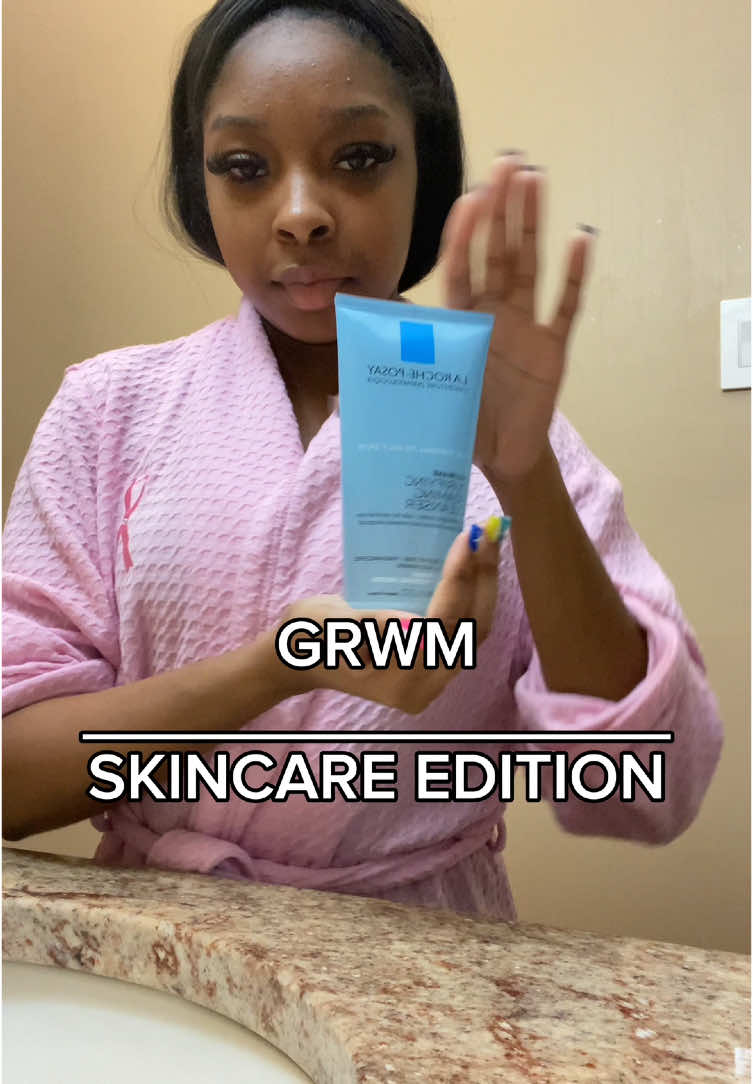 This is my first grwm so please give me grace 😭🙏🏾.  #xyzbca #fypシ #CapCut #grwmroutine #grwmskincare #larocheposay #kiehls  Products:  LaRoach Posay Foam Cleanser Kiehls clear corrector  LaRoach Posay Repair Moisturizer 