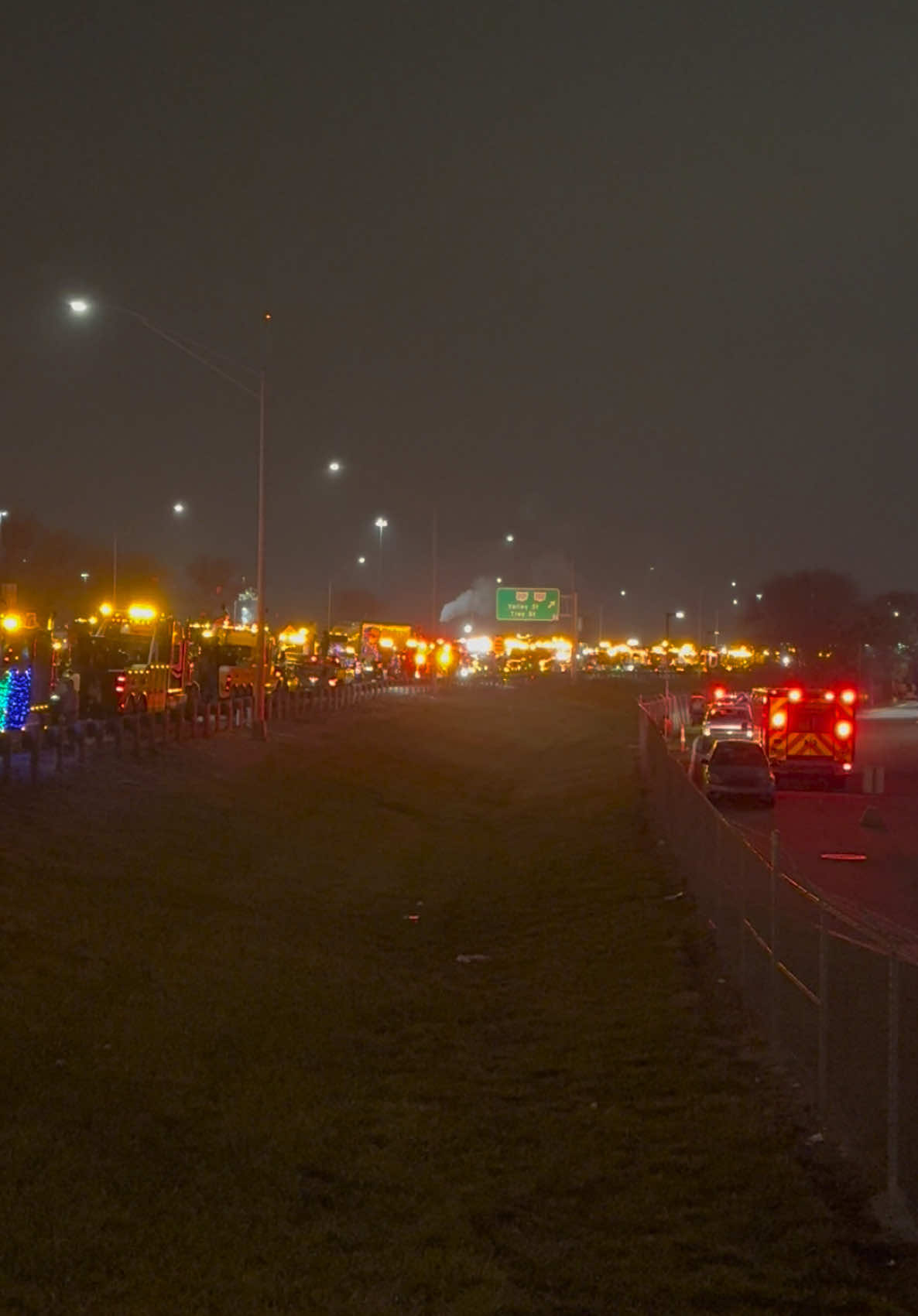 Putting on a show for the kiddos at Dayton Children’s! #christmas #christmaslights #dumptrucks #firedept #towtrucks 