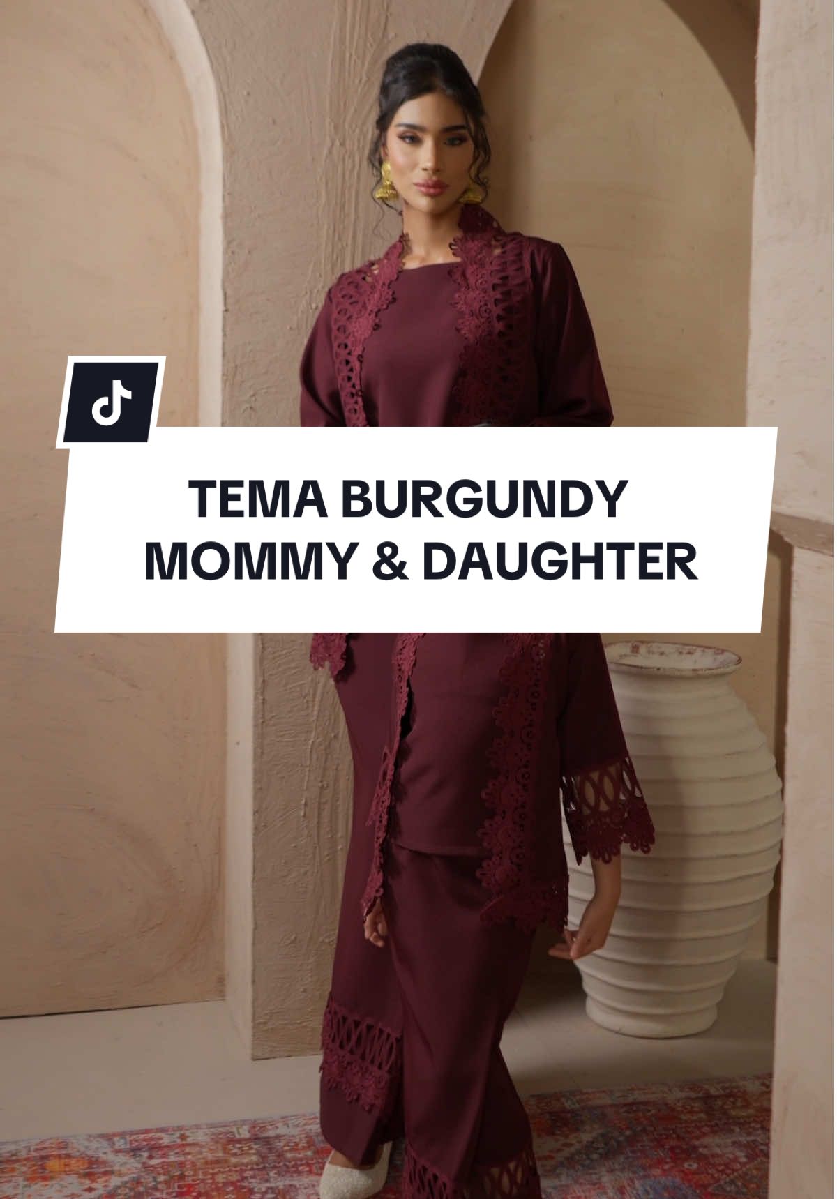 Dengar2 ramai tema warna burgundy kan 😍 cantik kan gayakan sedondon MAHARANEE KEBAYA mommy dan daughter di pagi raya #bajukebaya #KebayaLover #raya #fypシ゚viral 