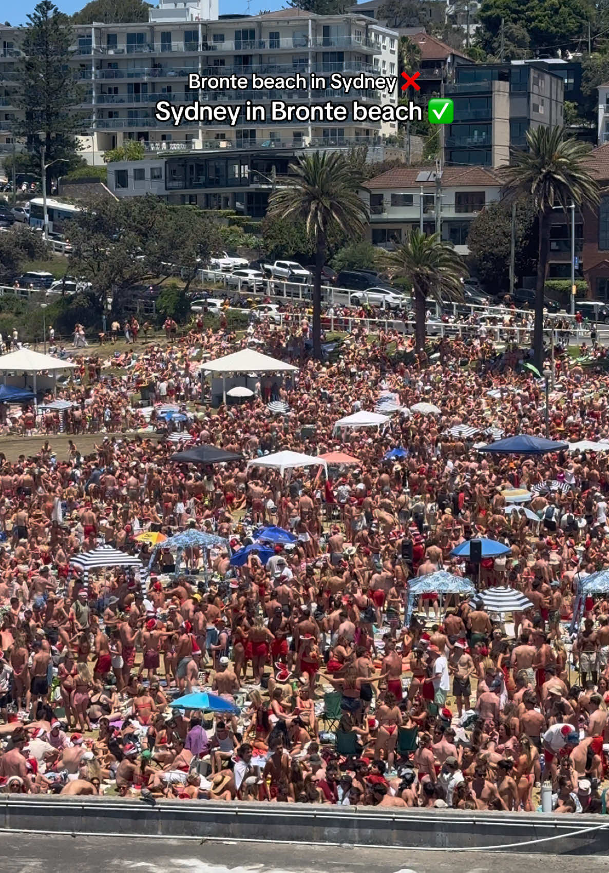 Sea of backpackers in Bronte beach, sydney 🌊🇦🇺 #brontebeach #aussie #sydney #christmasday #tourist #australia #newsouthwales #fyp #australiatiktok #aussietok #viral #australian #australiatravel #tiktokaustralia #australia🇦🇺 #viral #aussietiktok #traveltiktok #travellife #traveltok #backpacking  #beach  #movingtoaustralia 