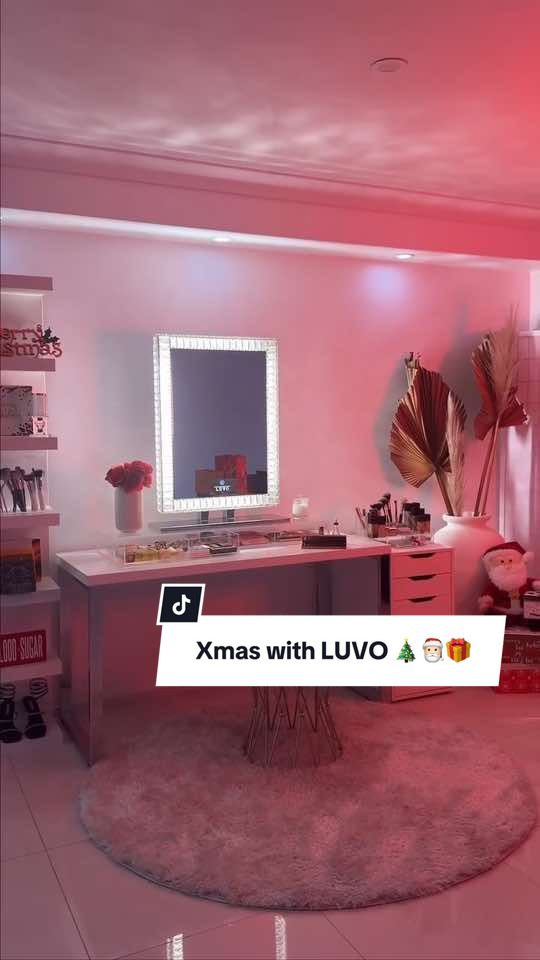 🎄 Merry Xmas from the LUVO Team to our #LUVOFAM, may today bring joy, love and laughter! 💫  #glamroom #vanityroom #vanity #beautyroom #fypシ #xmasdecor #roomdecor #roominspo #christmas2023 #makeupstorage #makeuporganizer