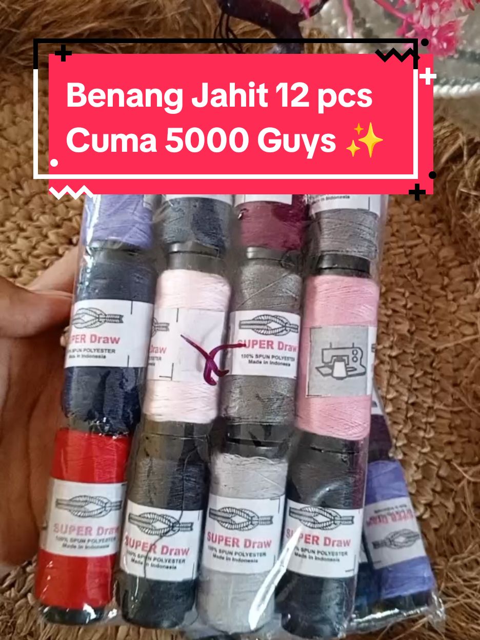 Rekomendasi Benang Jahit Besar 12 Warna Cuma 5000/ pak ✅ #atkmurah #benangjahit #benang 