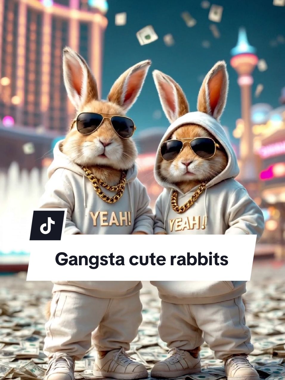 Gangsta cute rabbits at Las Vegas #cuterabbit #dancinganimals #usher #gangsta 