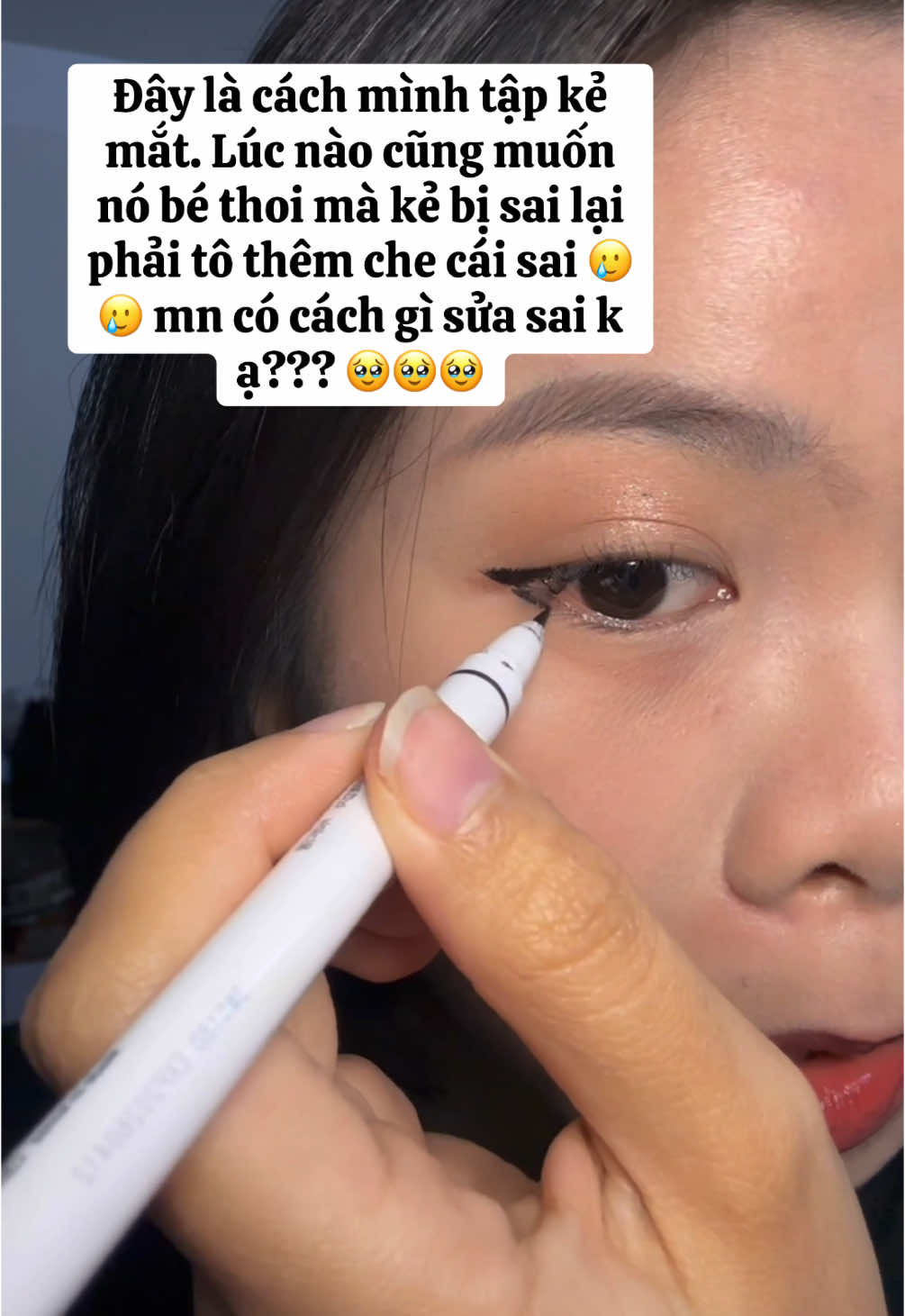 Hỡi những người ra ngoài chỉ bôi son, tập vẽ đuôi mắt cùng mình thôi nào 🥹🥹🥹 #makeup #Eyeliner #makeupartist 