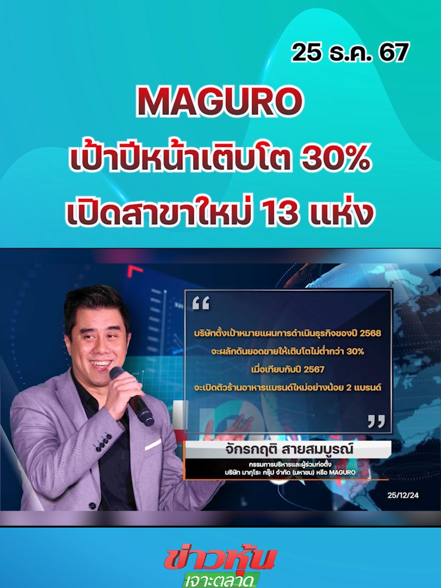 MAGURO เป้าปีหน้าเติบโต 30% เปิดสาขาใหม่ 13 แห่ง #หุ้นเด่น #หุ้นไทย #ข่าวหุ้นเจาะตลาด #ข่าวหุ้น #ข่าวหุ้นธุรกิจออนไลน์ #ข่าวtiktok #kaohoon #kaohoononline #MAGURO #COUCO